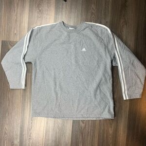 Vintage Grey Adidas Crewneck 3 Striped Long SleeveSweatshirt Men’s Size XL
